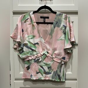 Floral V-Neck Dress with Ruffle Sleeves